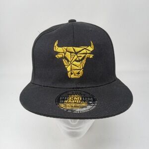 MAX HeadGear Hat Cap Snap Back Black Bull Embroidered Mens One Size Animal Logo
